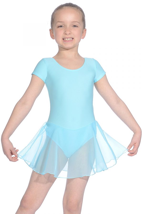 Roch Valley Short-sleeved Leotard with Attached Skirt (Aqua)