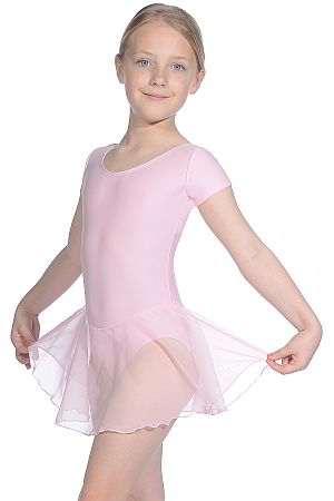 Roch Valley Short-sleeved Leotard with Attached Skirt - Pale Pink ...